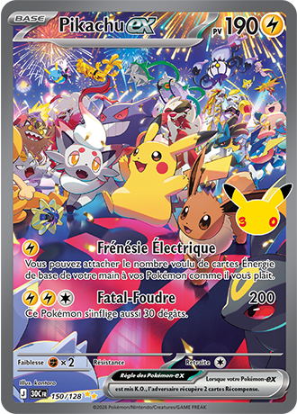 Pikachu ex 150/128 ME05.5 Illustration Spéciale Rare Pokémon