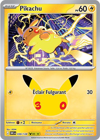 Pikachu 30/128 ME05.5 Pikachu Rare Pokémon