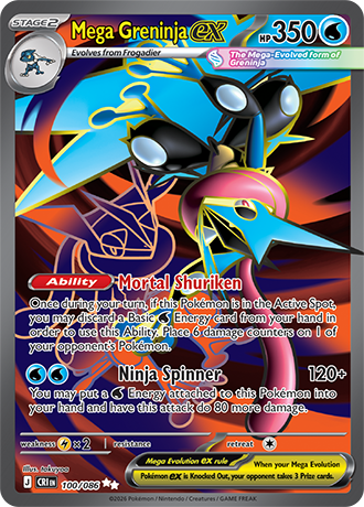 Mega Greninja ex 100/086 card from ME04: Chaos Rising