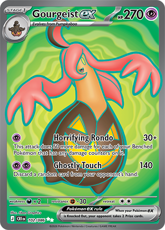 Gourgeist ex 102/086 card from ME04: Chaos Rising