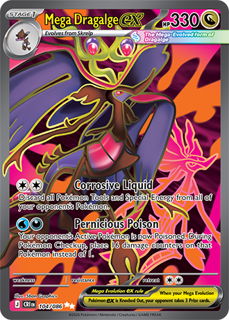 Mega Dragalge ex 104/086 card from ME04: Chaos Rising