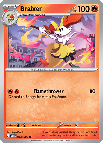 Braixen 012/086 card from ME04: Chaos Rising