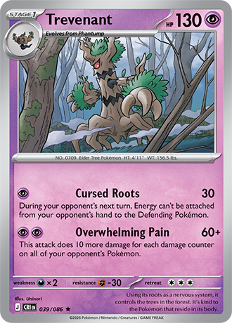 Trevenant 039/086 card from ME04: Chaos Rising