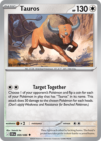Tauros 069/086 card from ME04: Chaos Rising