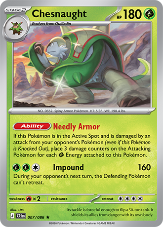 Chesnaught 007/086 card from ME04: Chaos Rising