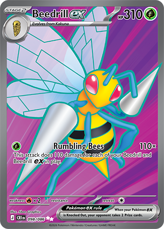 Beedrill ex 098/086 card from ME04: Chaos Rising
