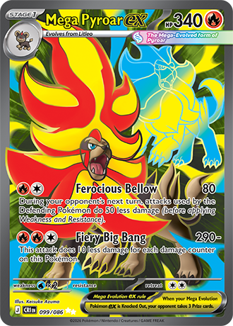 Mega Pyroar ex 099/086 card from ME04: Chaos Rising